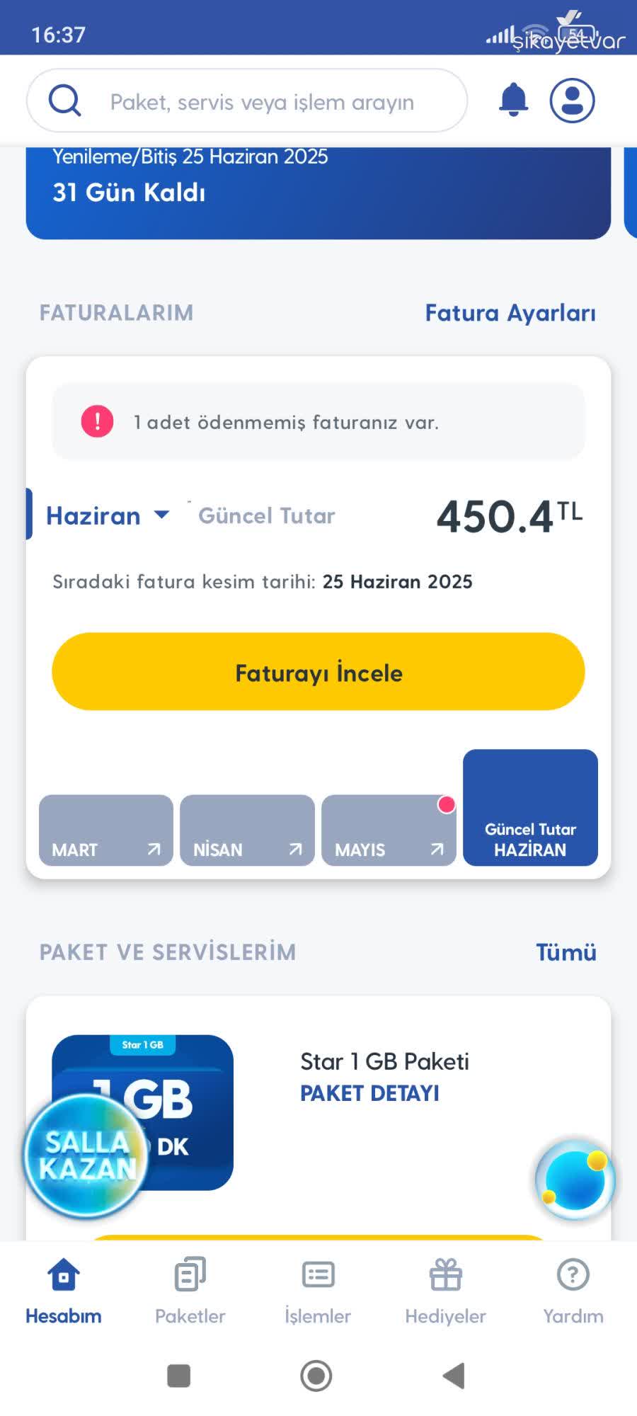 Türkcell Kısa Süreli Kullanımda Adil Olmayan Fatura Ve Yetersiz İndirim